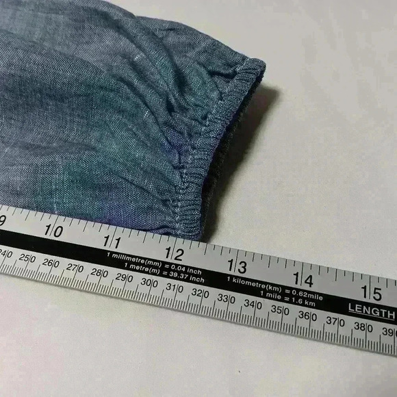 Spiegel 3/4 sleeve button down Blue 💯  Linen Top. Ladies size 14 - Picture 6 of 7